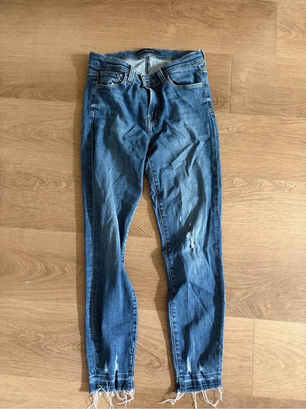 J Brand Blue Distressed Ankle Skinny Jeans